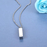 Stainless Steel Birthstone Cube Urn Necklace Pendant
