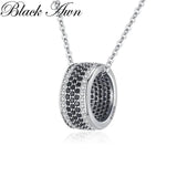 Fine Silver Necklace Black&White Stone Women K076