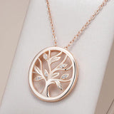 Kinel 585 Rose Lucky Tree Pendant Necklace Natural Zircon Daily Jewelry