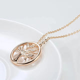 Kinel 585 Rose Lucky Tree Pendant Necklace Natural Zircon Daily Jewelry