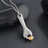 Wrench Cremation Jewelry Spanner Urn Necklace with Heart Stainless Steel Locket