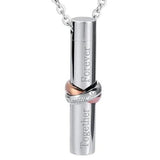 Stainless Steel Love Cylinder Pendant Urn Necklace for Ashes