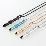 Stainless Steel Meditation Pendant Necklace Whistle Couple Jewelry