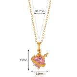 Pink Zircon Heart Necklace Gothic Sword Pendant Crystal Choker Y2k Jewelry