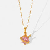 Pink Zircon Heart Necklace Gothic Sword Pendant Crystal Choker Y2k Jewelry