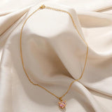 Pink Zircon Heart Necklace Gothic Sword Pendant Crystal Choker Y2k Jewelry