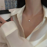 Women's Chain Pearl Pendant Short Necklace Neck Jewelry for Girls