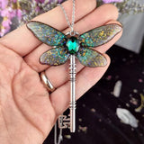 Crystal Witch Key Butterfly Necklace Occult Fairy Protection