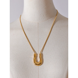 316L Stainless Steel U-Shape Pendant Necklace 18K PVD Plated Collar Jewelry