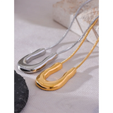 316L Stainless Steel U-Shape Pendant Necklace 18K PVD Plated Collar Jewelry