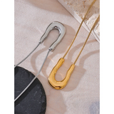 316L Stainless Steel U-Shape Pendant Necklace 18K PVD Plated Collar Jewelry
