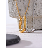 316L Stainless Steel U-Shape Pendant Necklace 18K PVD Plated Collar Jewelry