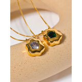CZ Pendant Stainless Steel Necklace Stylish Jewelry