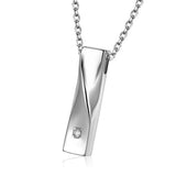 Stainless Steel Twist Bar Birth Stone Container Urn Pendant Necklace