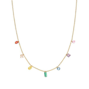 Colorful Zirconia Stainless Steel Collar Necklace for Women