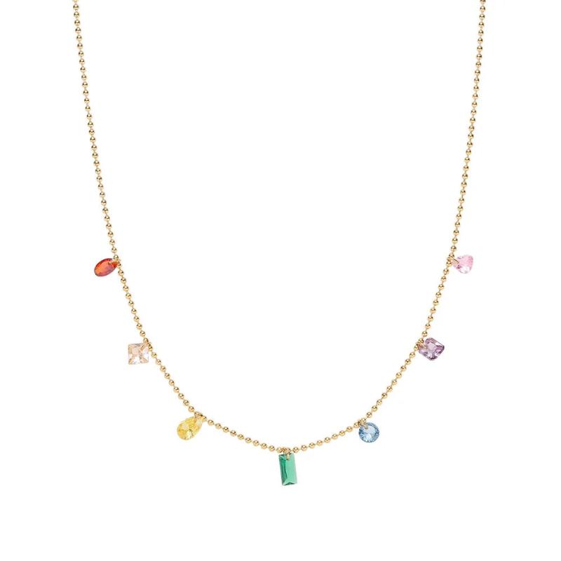 Colorful Zirconia Stainless Steel Collar Necklace for Women