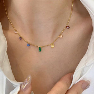 Colorful Zirconia Stainless Steel Collar Necklace for Women