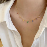 Colorful Zirconia Stainless Steel Collar Necklace for Women