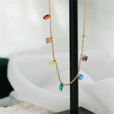 Colorful Zirconia Stainless Steel Collar Necklace for Women