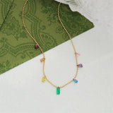Colorful Zirconia Stainless Steel Collar Necklace for Women
