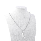 Comoros Map Pendant Necklace in Gold/White - P11