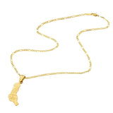 Comoros Map Pendant Necklace in Gold/White - P11