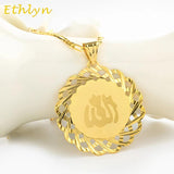 Yellow Allah Necklace Chain & Charm Pendant Muslim Islam Flag Jewelry