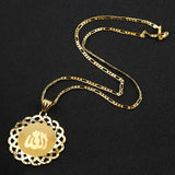 Yellow Allah Necklace Chain & Charm Pendant Muslim Islam Flag Jewelry