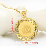 Yellow Allah Necklace Chain & Charm Pendant Muslim Islam Flag Jewelry