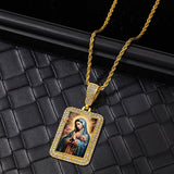 18K Plated Religious Pendant Necklace Stainless Steel Chain