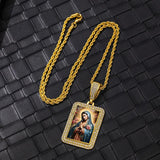 18K Plated Religious Pendant Necklace Stainless Steel Chain