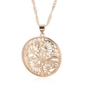 Kinel Hot Glossy Metal Flower Pendant Necklace 585 Rose Fine Daily Jewelry