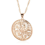 Kinel Hot Glossy Metal Flower Pendant Necklace 585 Rose Fine Daily Jewelry