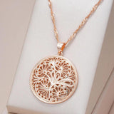 Kinel Hot Glossy Metal Flower Pendant Necklace 585 Rose Fine Daily Jewelry