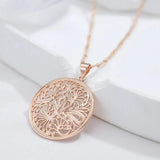 Kinel Hot Glossy Metal Flower Pendant Necklace 585 Rose Fine Daily Jewelry