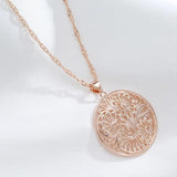 Kinel Hot Glossy Metal Flower Pendant Necklace 585 Rose Fine Daily Jewelry