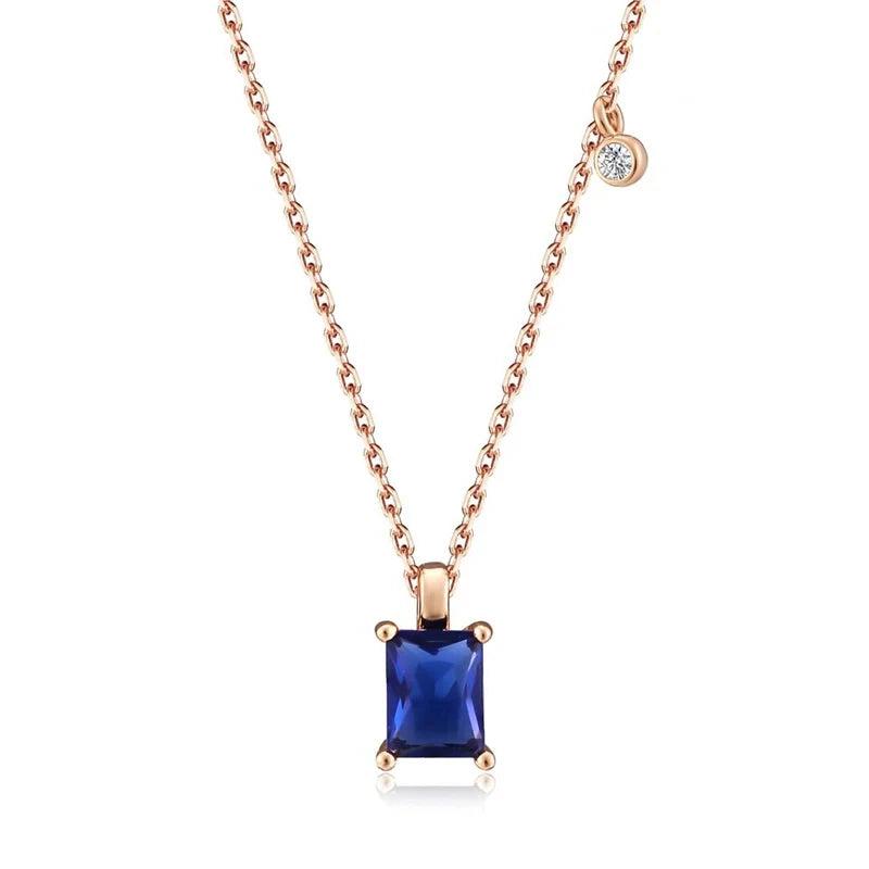 Kinel Square Stone Necklace 585 Rose Natural Zircon Pendant