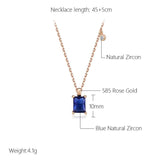 Kinel Square Stone Necklace 585 Rose Natural Zircon Pendant