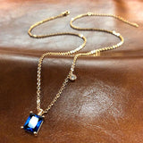 Kinel Square Stone Necklace 585 Rose Natural Zircon Pendant