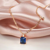 Kinel Square Stone Necklace 585 Rose Natural Zircon Pendant