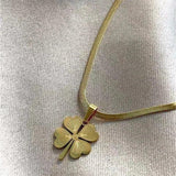 Stainless Steel Boho Snake Blade Chain Necklace Lucky Clover Pendant