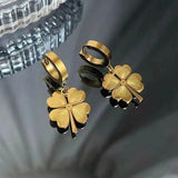 Stainless Steel Boho Snake Blade Chain Necklace Lucky Clover Pendant