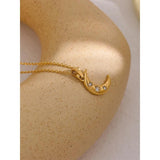 Romantic Moon Zircon CZ Pendant Necklace Golden Jewelry