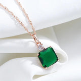 Kinel Green Stone Pendant Necklace 585 Rose