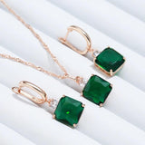 Kinel Green Stone Pendant Necklace 585 Rose