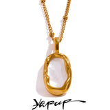 Double-sided Shell Pendant Necklace Stainless Steel 18K PVD Plated