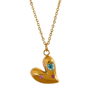 Heart Pendant CZ Necklace for Women Stainless Steel Collar Jewelry
