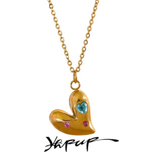 Heart Pendant CZ Necklace for Women Stainless Steel Collar Jewelry