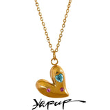 Heart Pendant CZ Necklace for Women Stainless Steel Collar Jewelry