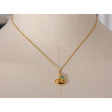 Heart Pendant CZ Necklace for Women Stainless Steel Collar Jewelry